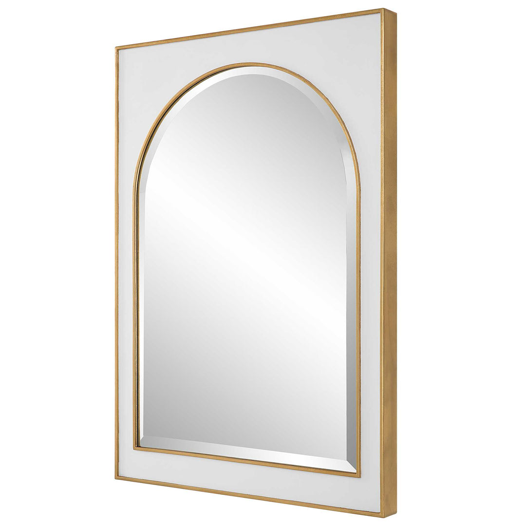 American Home Furniture Uttermost Crisanta Gloss White Arch Mirror