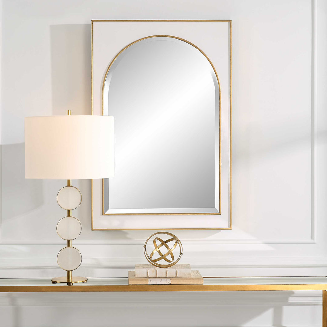 American Home Furniture Uttermost Crisanta Gloss White Arch Mirror