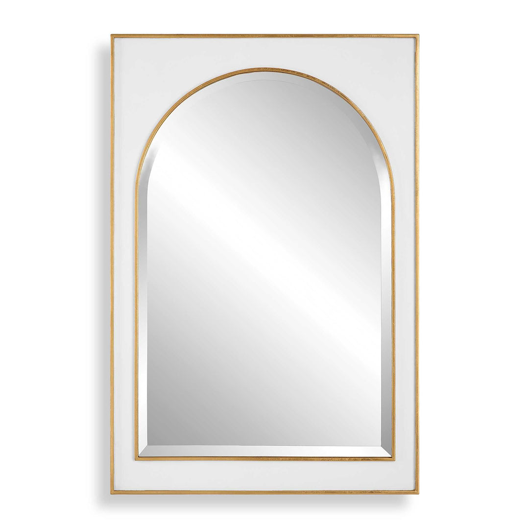 American Home Furniture Uttermost Crisanta Gloss White Arch Mirror