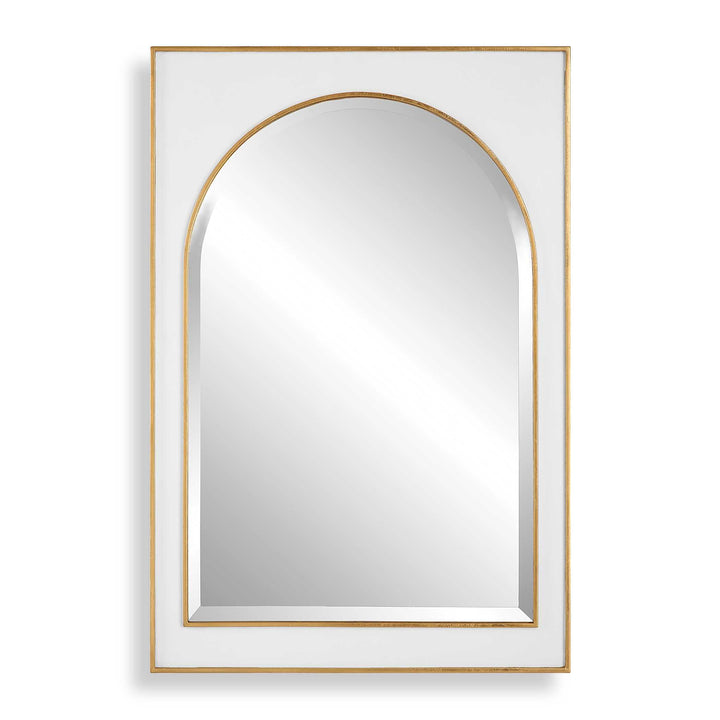 American Home Furniture Uttermost Crisanta Gloss White Arch Mirror