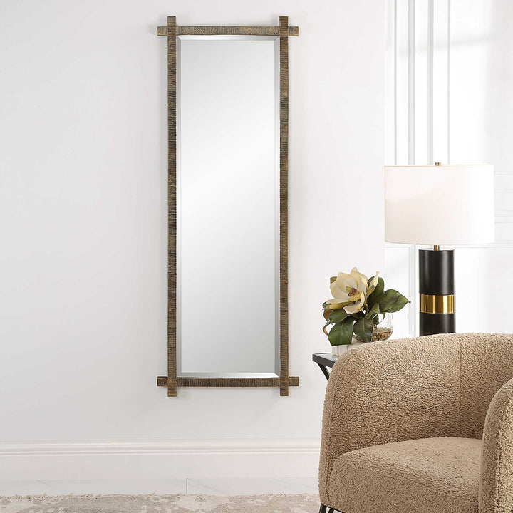 American Home Furniture Uttermost Abanu Ribbed Gold Dressing Mirror