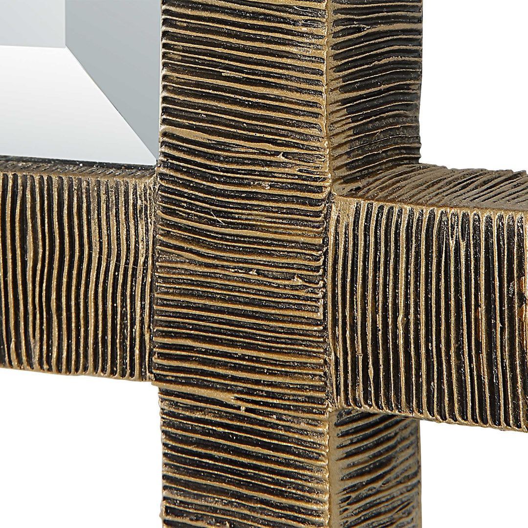 American Home Furniture Uttermost Abanu Ribbed Gold Dressing Mirror