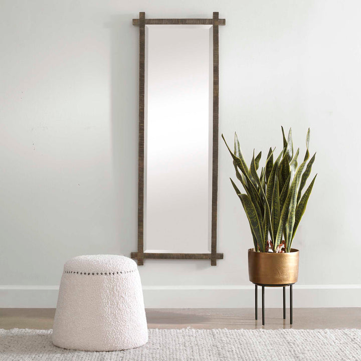 American Home Furniture Uttermost Abanu Ribbed Gold Dressing Mirror