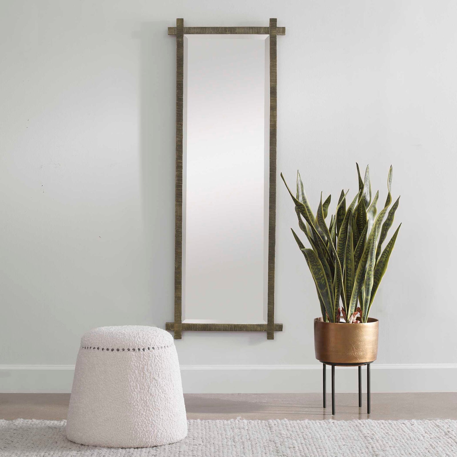 American Home Furniture Uttermost Abanu Ribbed Gold Dressing Mirror
