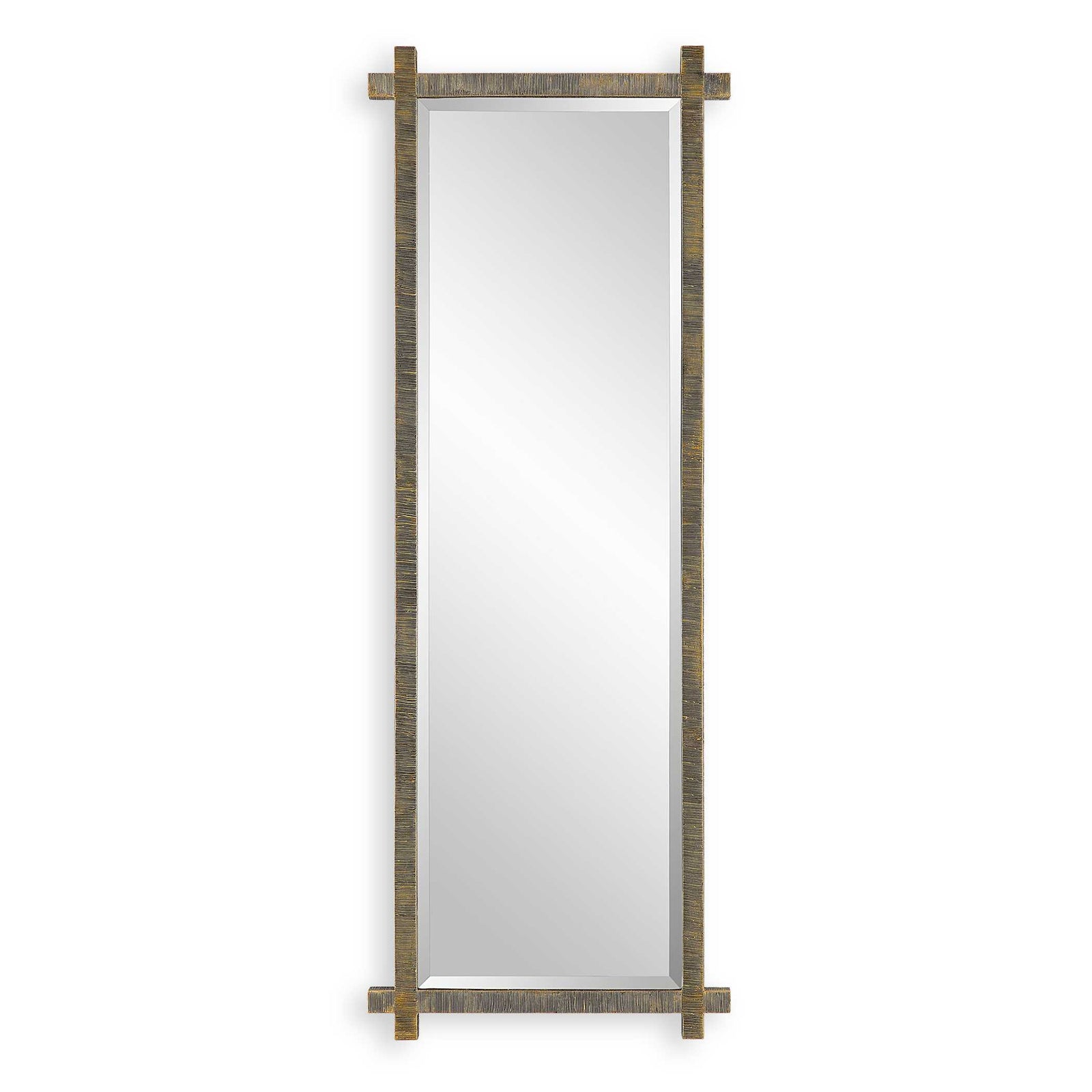 American Home Furniture Uttermost Abanu Ribbed Gold Dressing Mirror