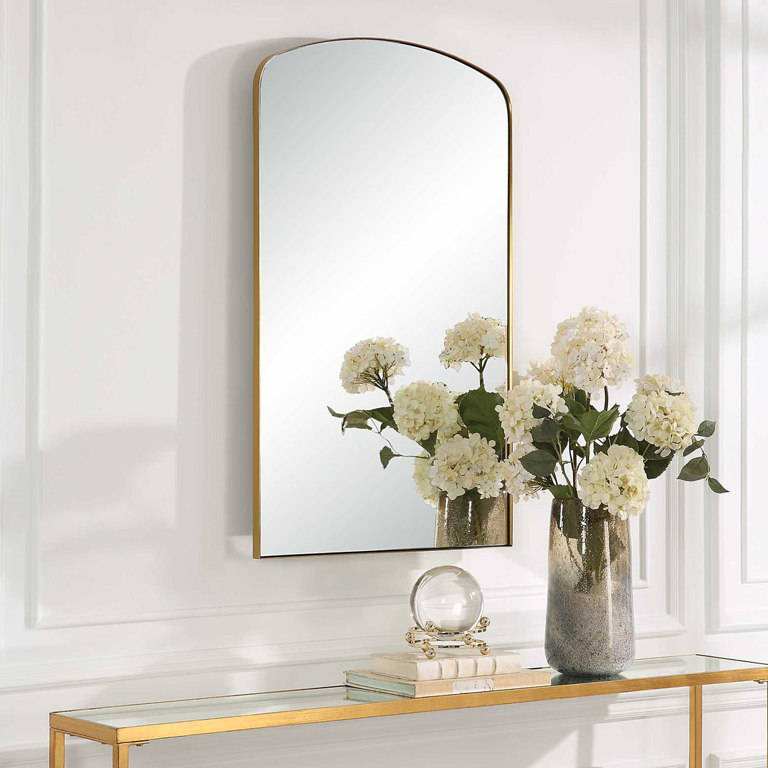 American Home Furniture Uttermost Tordera Brass Arch Mirror