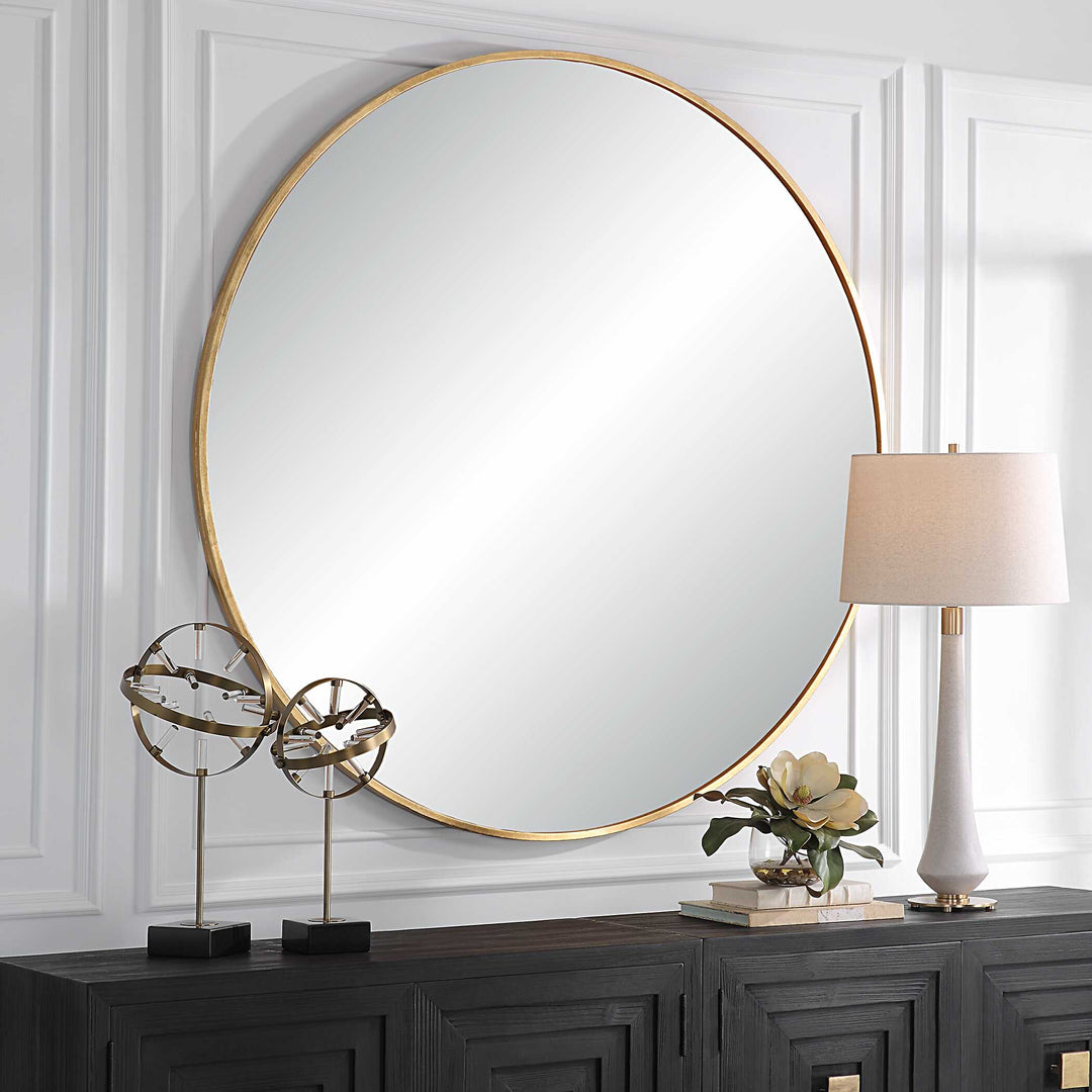 American Home Furniture Uttermost Junius Large Gold Round Mirror