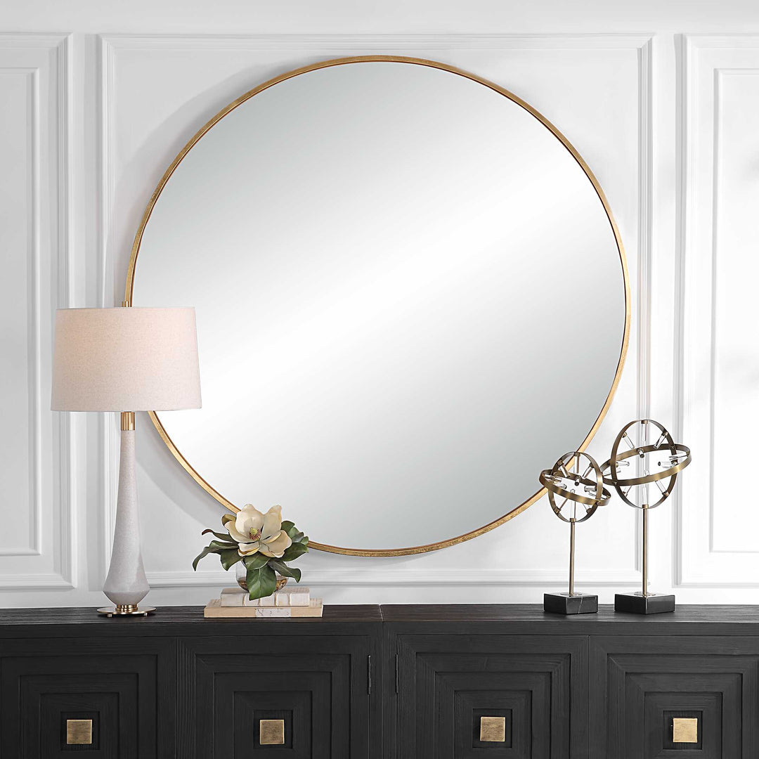American Home Furniture Uttermost Junius Large Gold Round Mirror