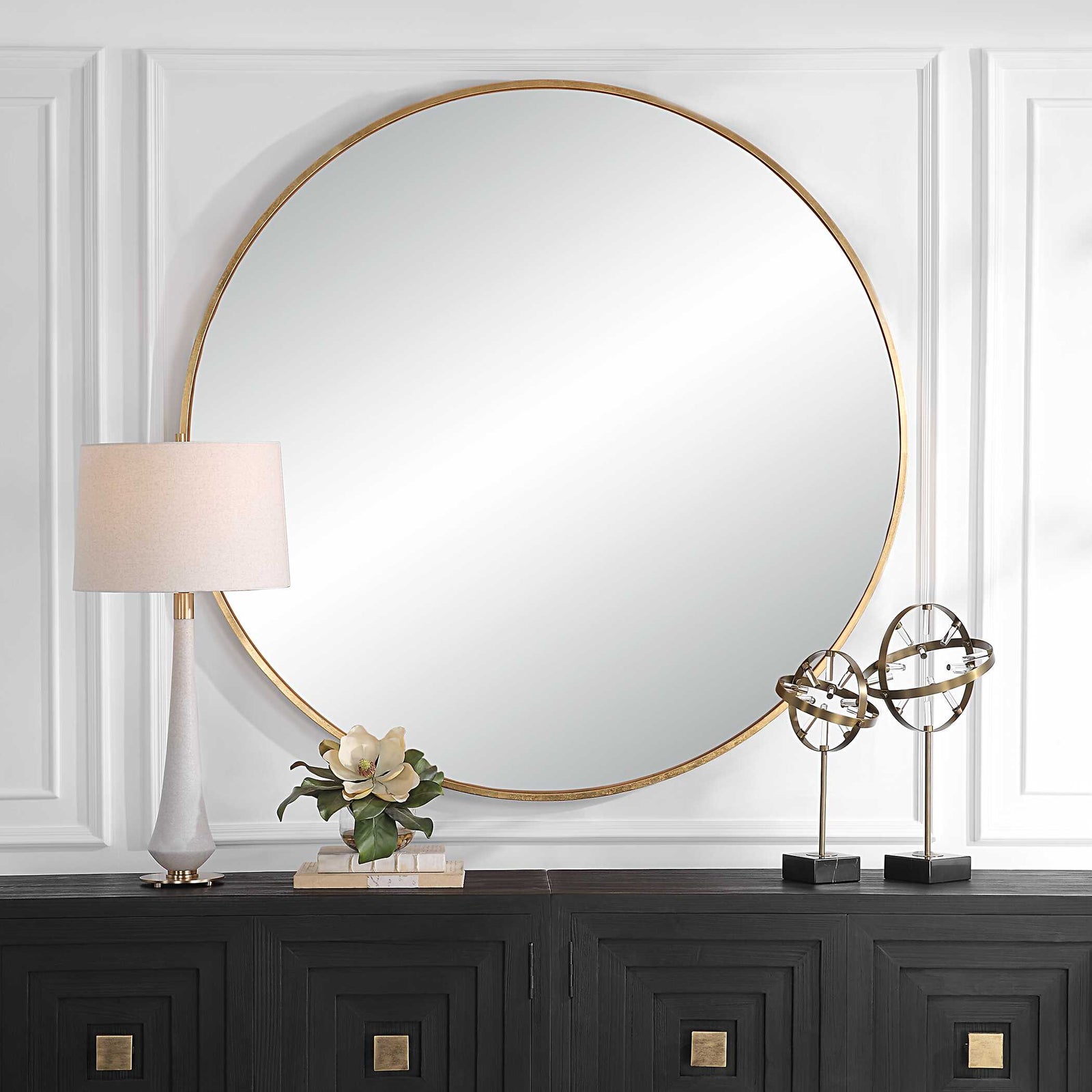 American Home Furniture Uttermost Junius Large Gold Round Mirror