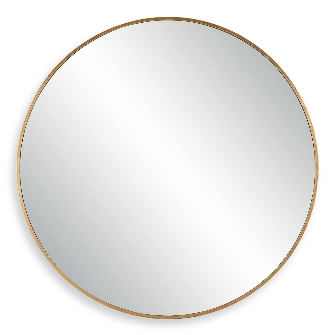 Junius Large Gold Round Mirror - AmericanHomeFurniture