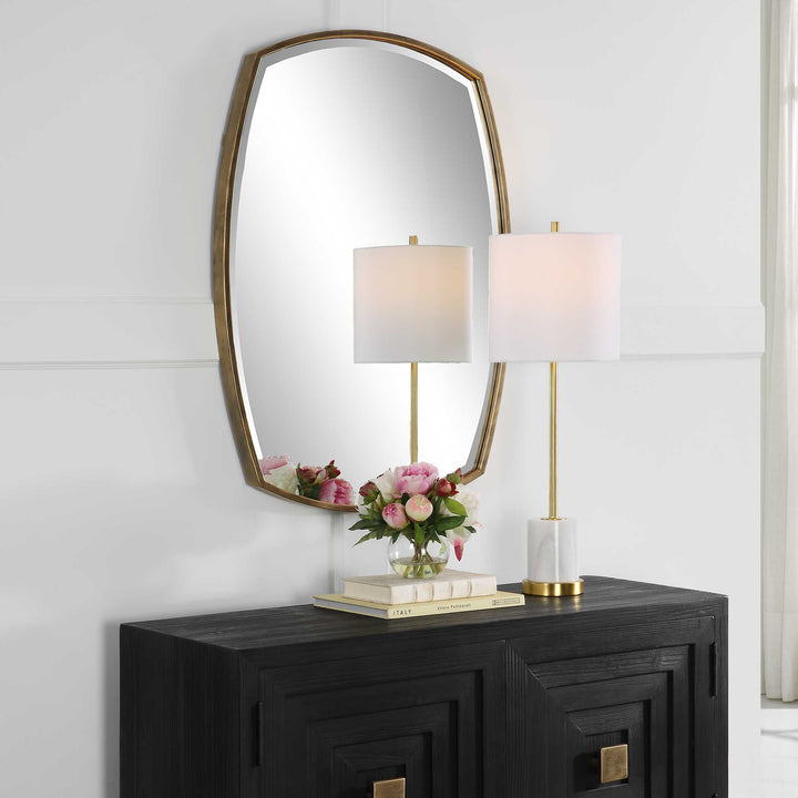 American Home Furniture Uttermost Varenna Aged Gold Vanity Mirror