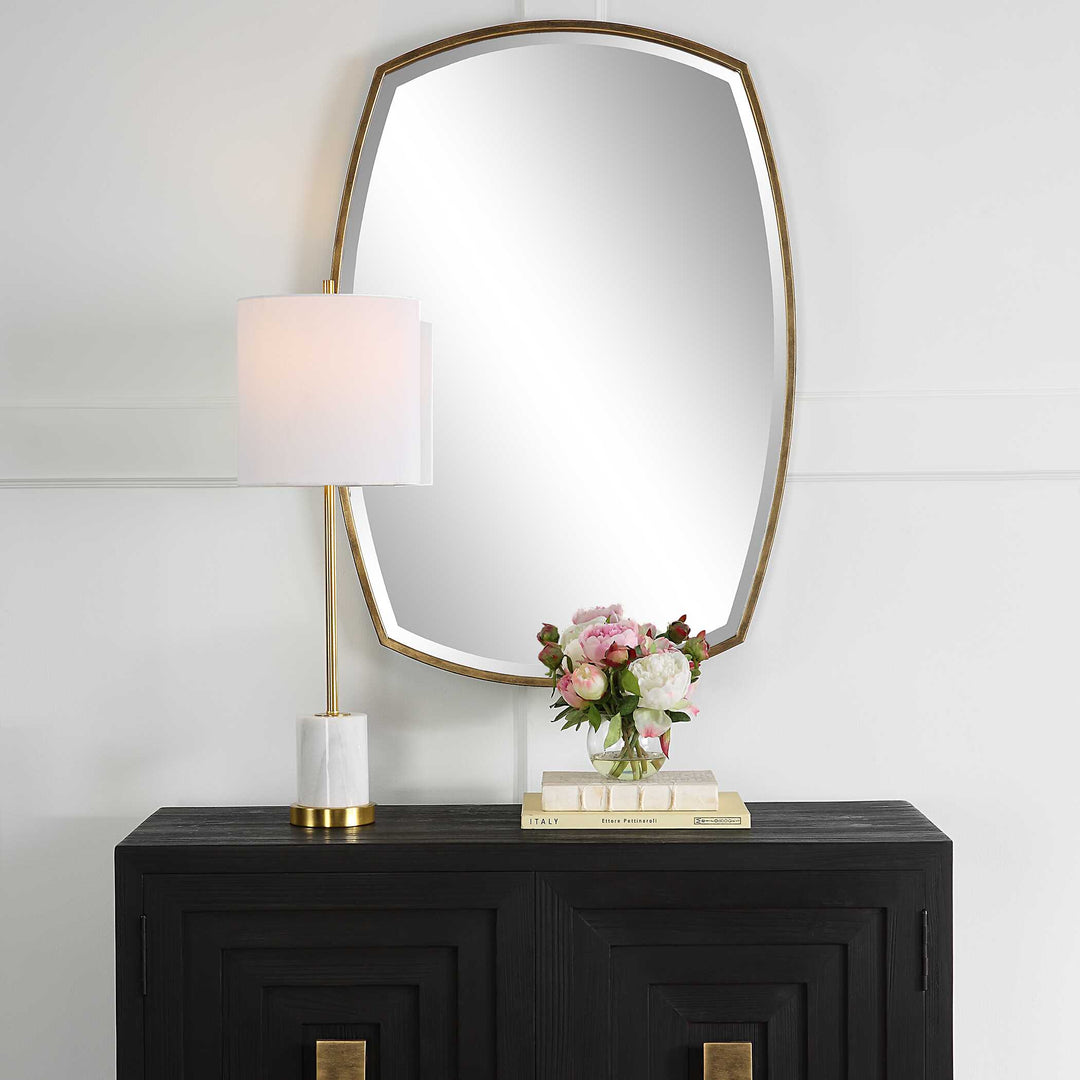 American Home Furniture Uttermost Varenna Aged Gold Vanity Mirror