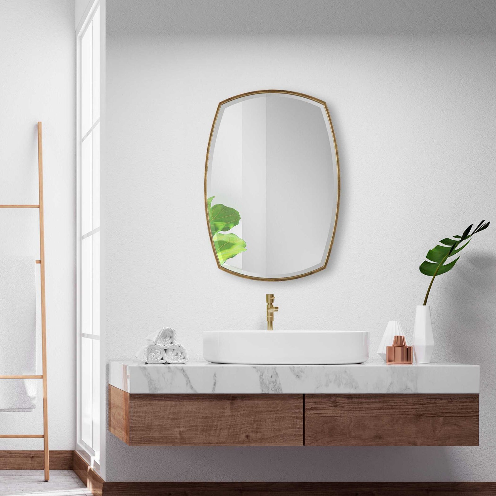 American Home Furniture Uttermost Varenna Aged Gold Vanity Mirror