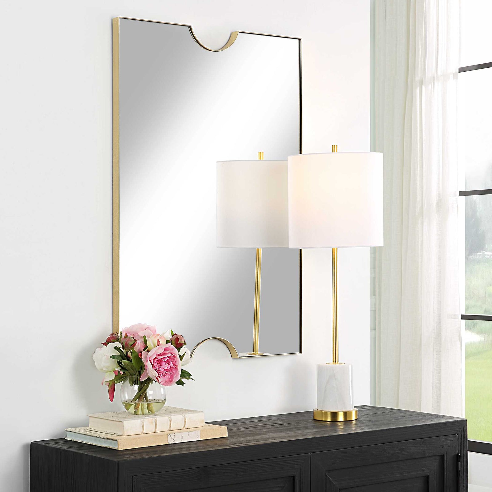 American Home Furniture Uttermost Ticket Gold Vanity Mirror