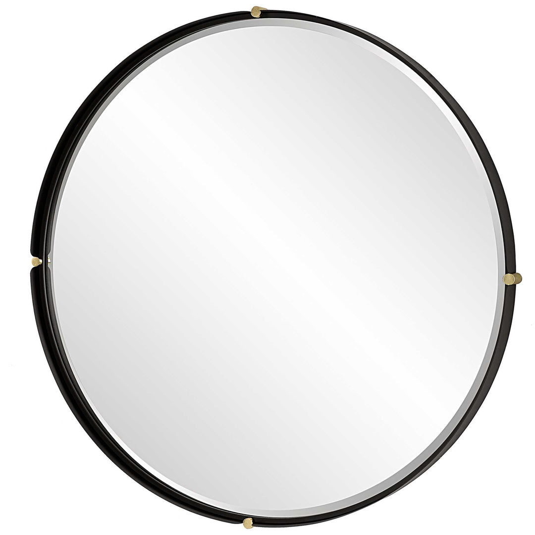 American Home Furniture Uttermost Bonded Round Black Mirror