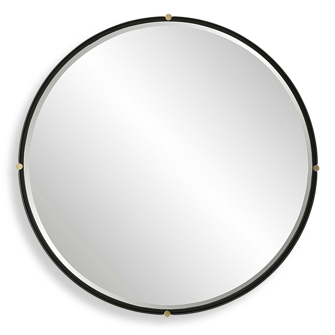Bonded Round Black Mirror - AmericanHomeFurniture
