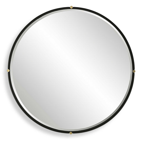 American Home Furniture Uttermost Bonded Round Black Mirror