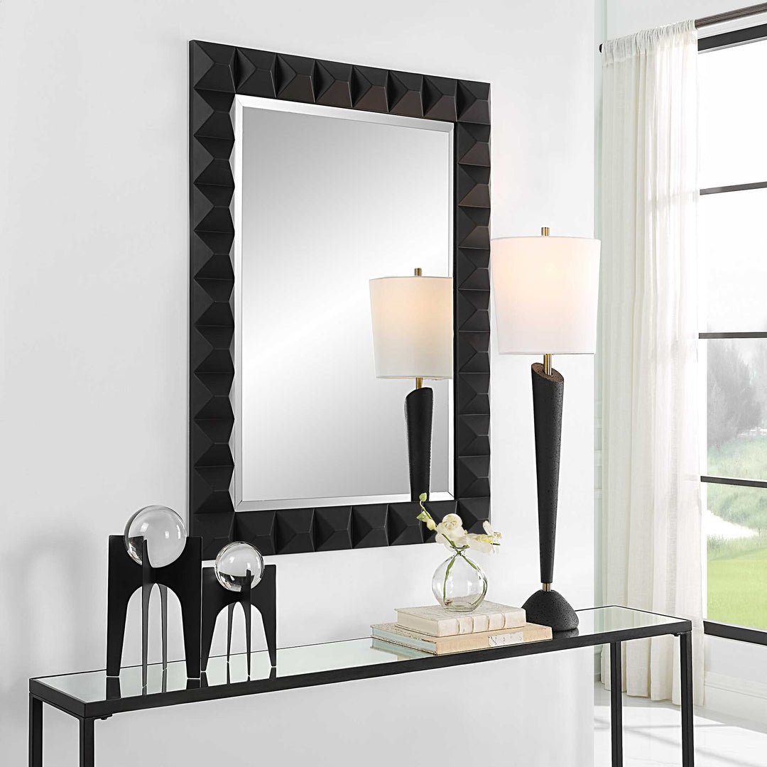 American Home Furniture Uttermost Studded Black Mirror
