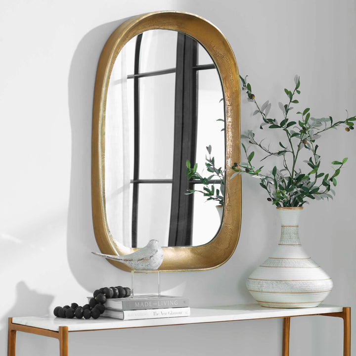 American Home Furniture Uttermost Bradano Brass Arch Mirror