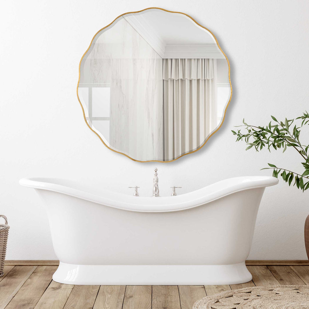 American Home Furniture Uttermost Aneta Large Gold Round Mirror