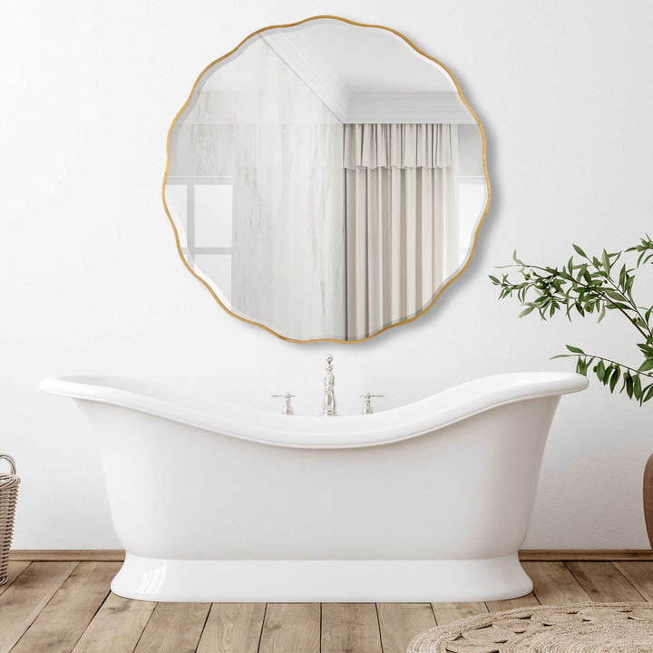 American Home Furniture Uttermost Aneta Large Gold Round Mirror