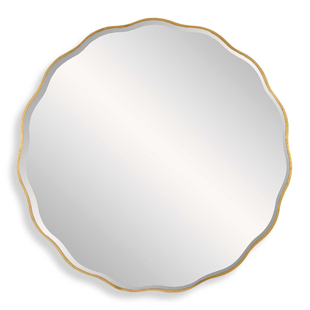 Aneta Large Gold Round Mirror - AmericanHomeFurniture