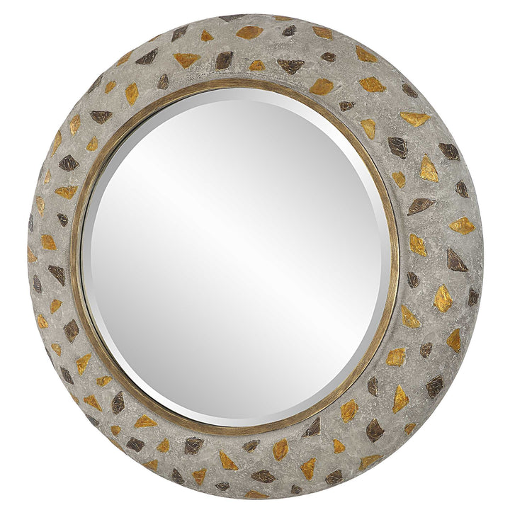 American Home Furniture Uttermost Copper Terrazzo Round Mirror