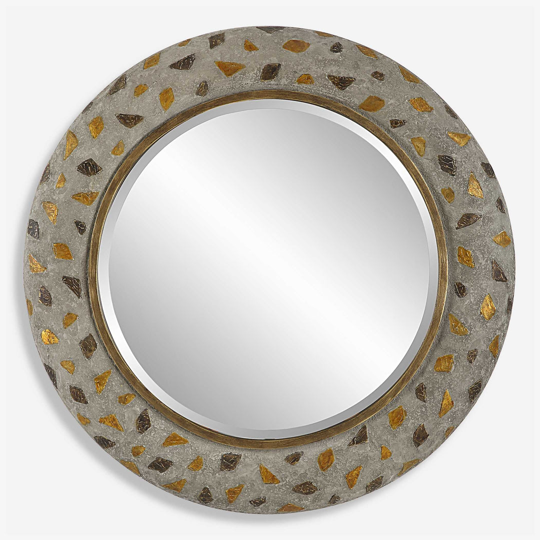 American Home Furniture Uttermost Copper Terrazzo Round Mirror