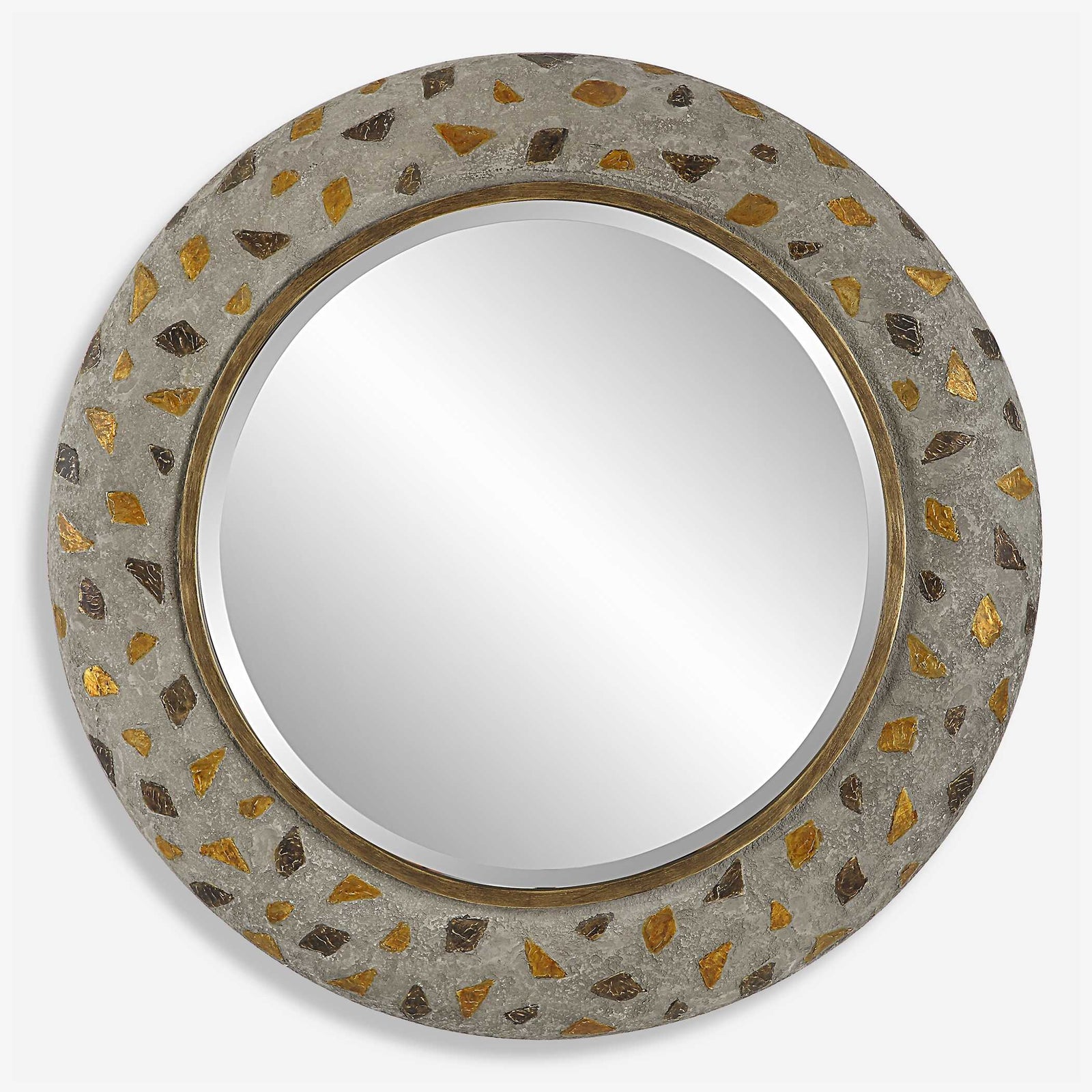 American Home Furniture Uttermost Copper Terrazzo Round Mirror