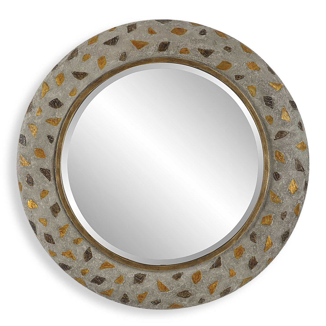 American Home Furniture Uttermost Copper Terrazzo Round Mirror