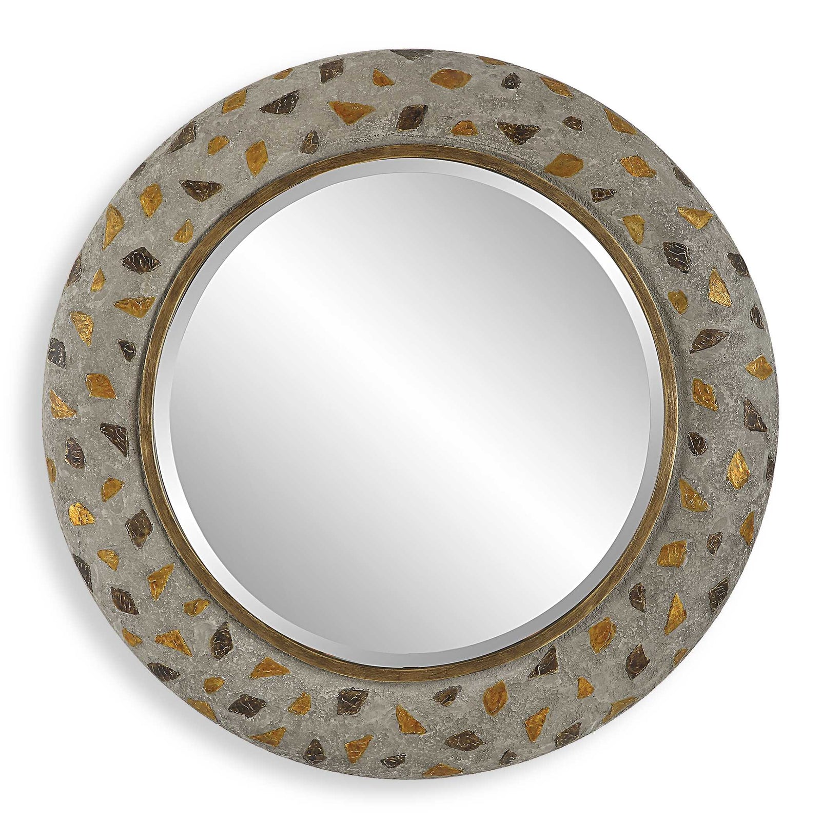American Home Furniture Uttermost Copper Terrazzo Round Mirror