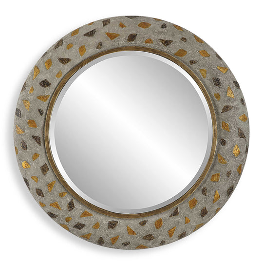 American Home Furniture Uttermost Copper Terrazzo Round Mirror