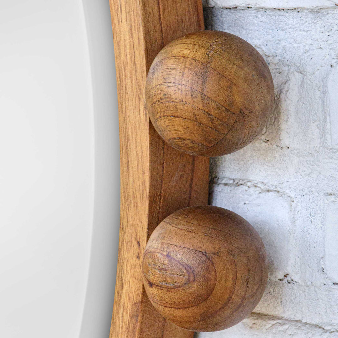 American Home Furniture Uttermost Cyra Wood Beaded Round Mirror