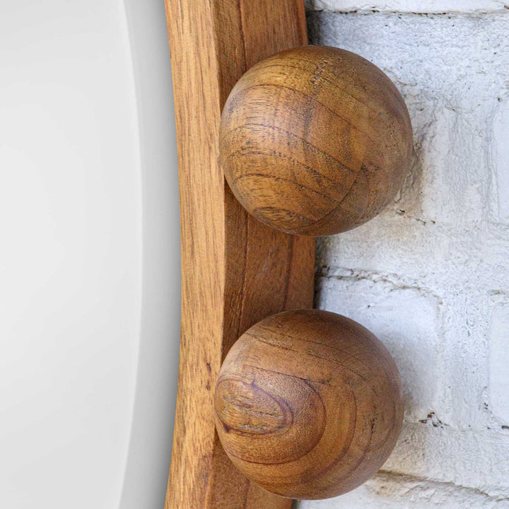 American Home Furniture Uttermost Cyra Wood Beaded Round Mirror