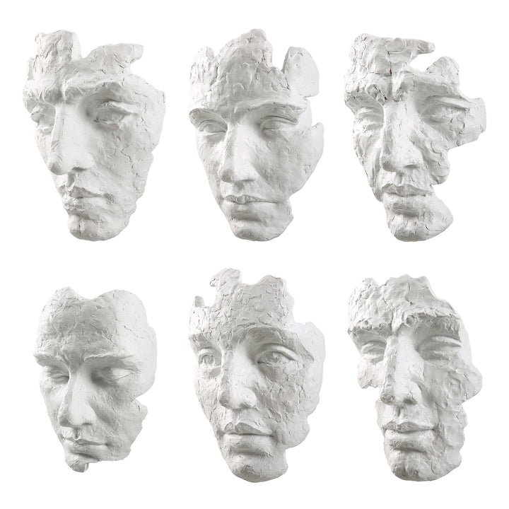 American Home Furniture Uttermost Self-Portrait White Mask Wall Decor Set of 6