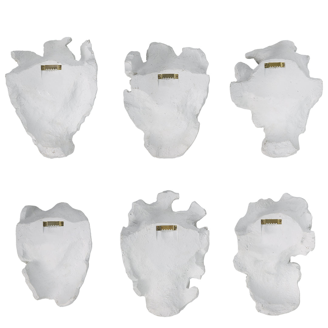 American Home Furniture Uttermost Self-Portrait White Mask Wall Decor Set of 6