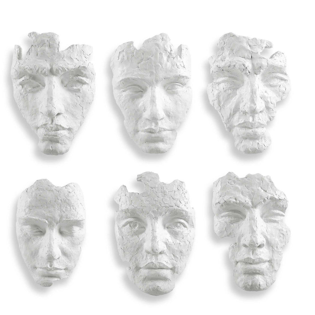 American Home Furniture Uttermost Self-Portrait White Mask Wall Decor Set of 6