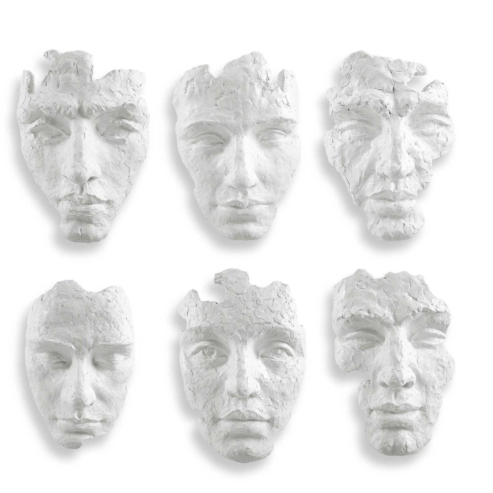 American Home Furniture Uttermost Self-Portrait White Mask Wall Decor Set of 6