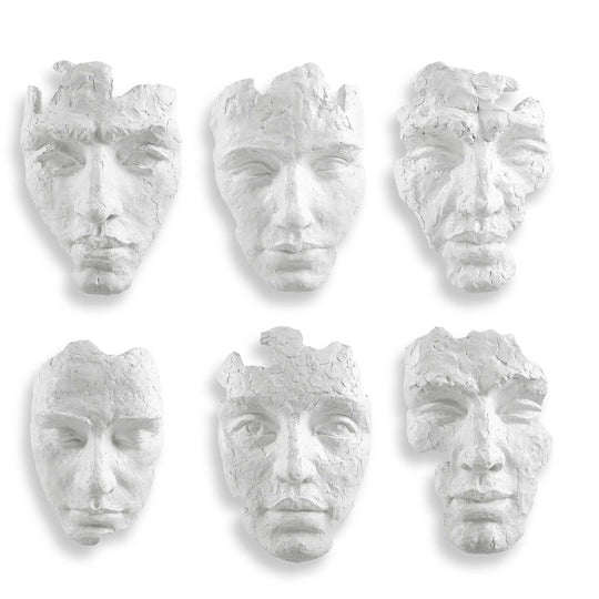 American Home Furniture Uttermost Self-Portrait White Mask Wall Decor Set of 6