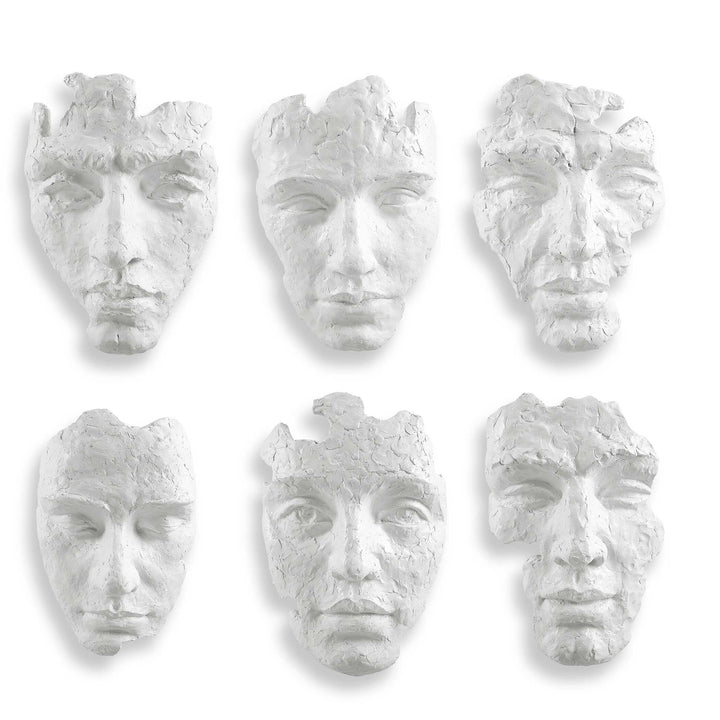 American Home Furniture Uttermost Self-Portrait White Mask Wall Decor Set of 6