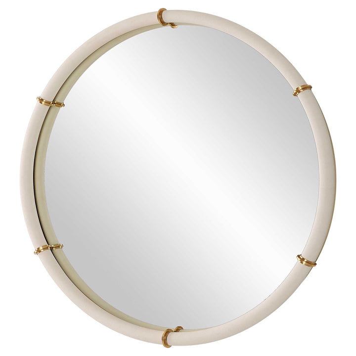 American Home Furniture Uttermost Cyprus White Round Mirror