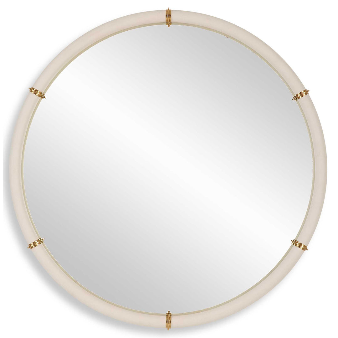 Cyprus White Round Mirror - AmericanHomeFurniture