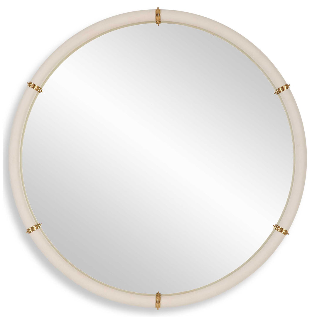 American Home Furniture Uttermost Cyprus White Round Mirror