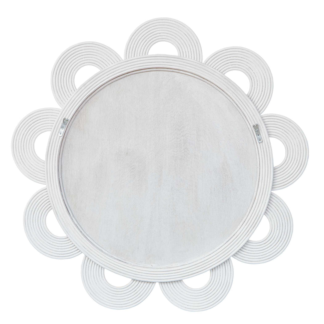American Home Furniture Uttermost Clematis White Rattan Round Mirror