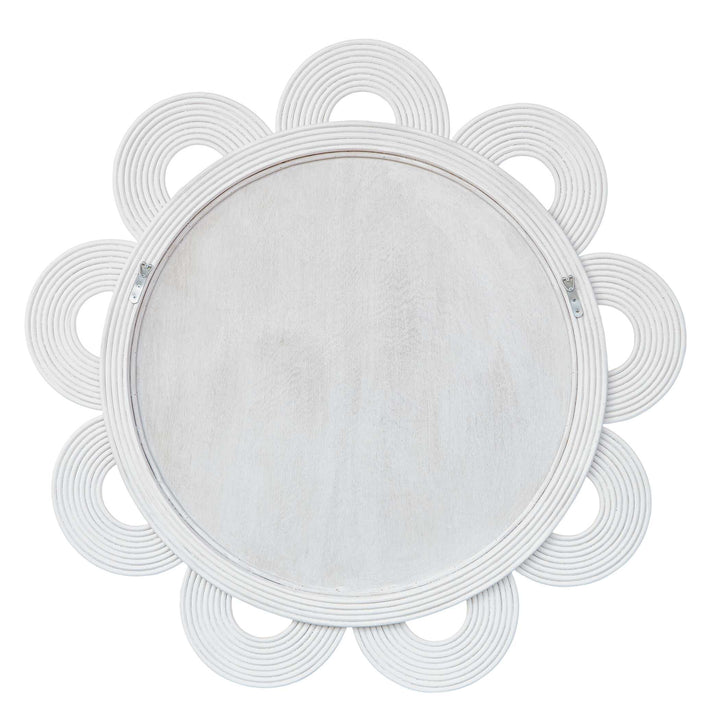 American Home Furniture Uttermost Clematis White Rattan Round Mirror