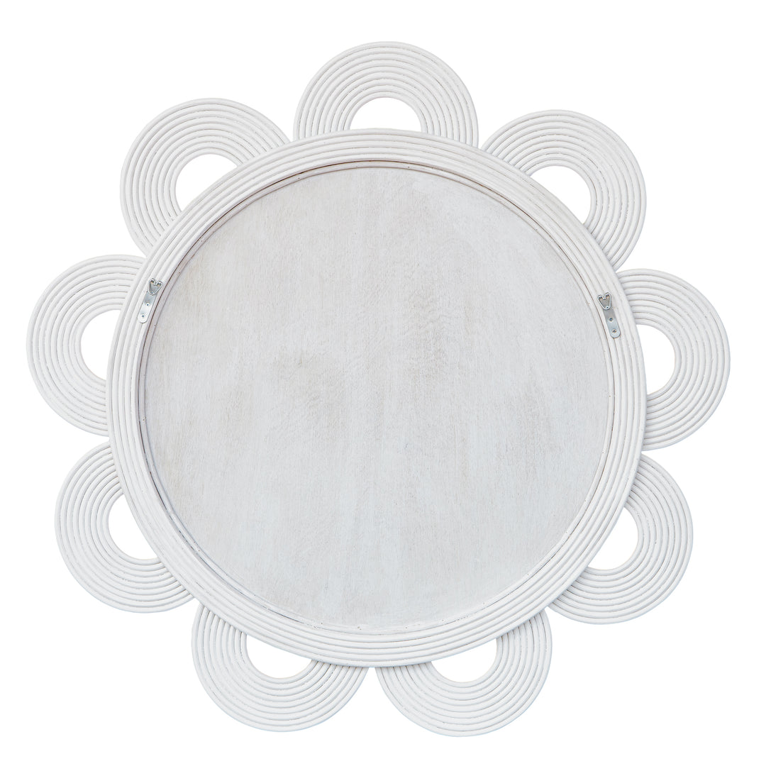 American Home Furniture Uttermost Clematis White Rattan Round Mirror
