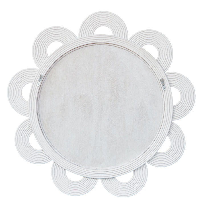 American Home Furniture Uttermost Clematis White Rattan Round Mirror
