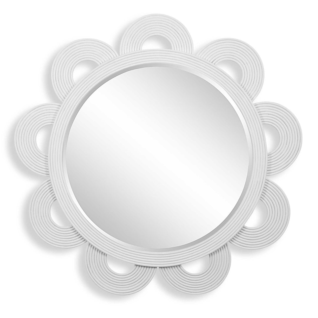 Clematis White Rattan Round Mirror - AmericanHomeFurniture
