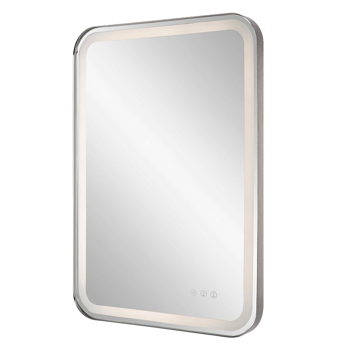 American Home Furniture Uttermost Crofton Lighted Nickel Vanity Mirror