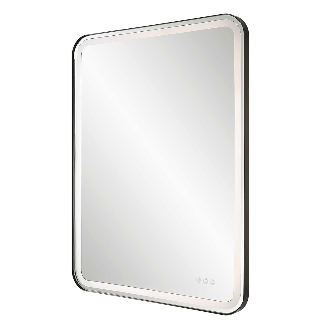 American Home Furniture Uttermost Crofton Lighted Black Large Mirror